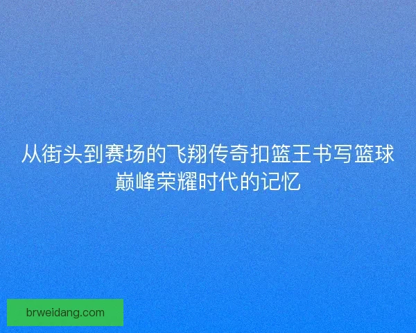 从街头到赛场的飞翔传奇扣篮王书写篮球巅峰荣耀时代的记忆